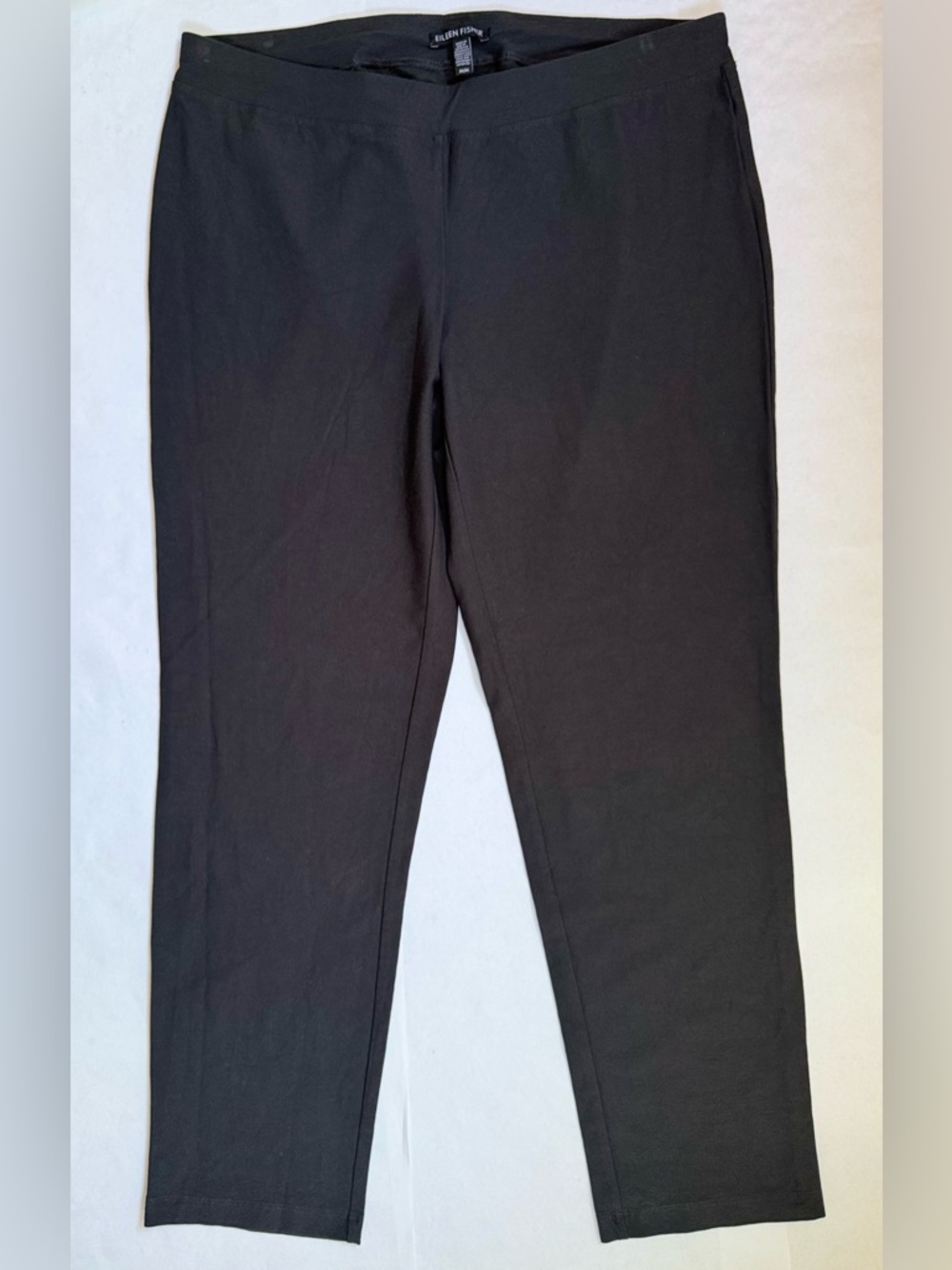 Eileen Fisher Womens Pants M Black Pull On Stretch Straight Leg Career